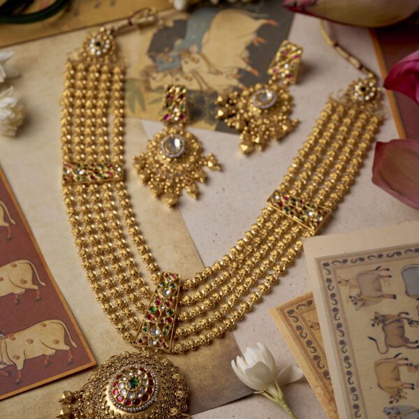 22K Temple Heritage Gold Necklace|Traditional Bridal Jewelry