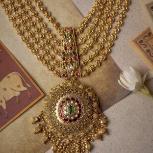 22K Temple Heritage Gold Necklace|Traditional Bridal Jewelry
