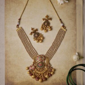 22K Temple Gold  Bridal Set | Antique Jewelry with Jhumkas