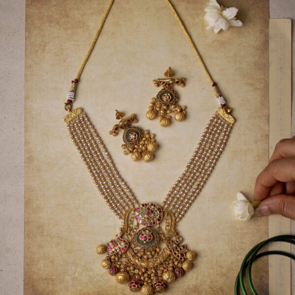 22K Temple Gold  Bridal Set | Antique Jewelry with Jhumkas