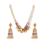 22KT Gold Pendant Set with Gold Coin Hanging and Earrings