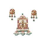 22KT Gold Pendant Set with Goddess Lakshmi Figure