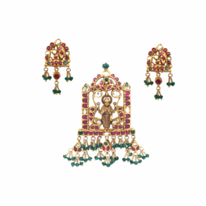 22KT Gold Pendant Set with Goddess Lakshmi Figure