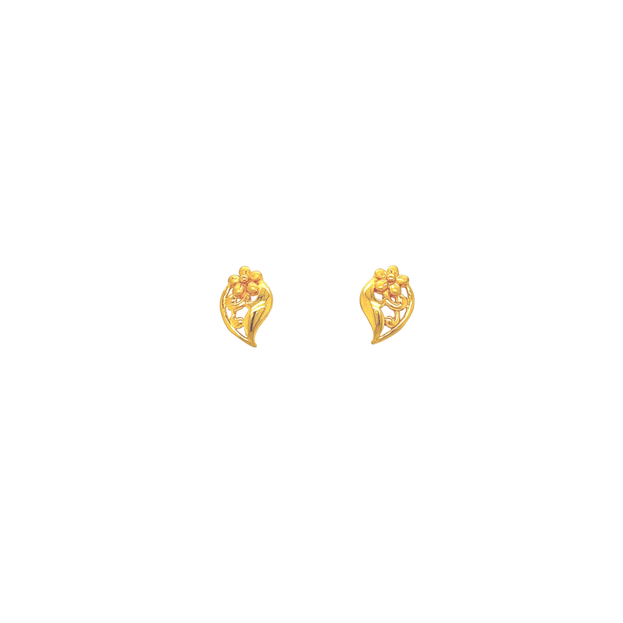 Gold Stud Earrings - Openwork Triangle with 24K Gold Plate