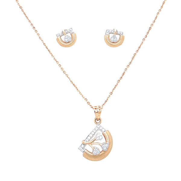 18KT Dainty Rose Gold Pendant And Earrings Set