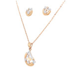 18KT Dainty Rose Gold Pendant And Earrings Set