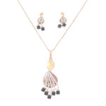 18KT Geometeic Mesh Rose Gold Pendant And Earrings Set