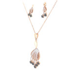 18KT Geometeic Mesh Rose Gold Pendant And Earrings Set