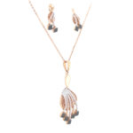 18KT Geometeic Mesh Rose Gold Pendant And Earrings Set