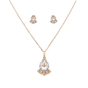 18KT Sophia Rose Gold and Diamond Pendant Earrings Set