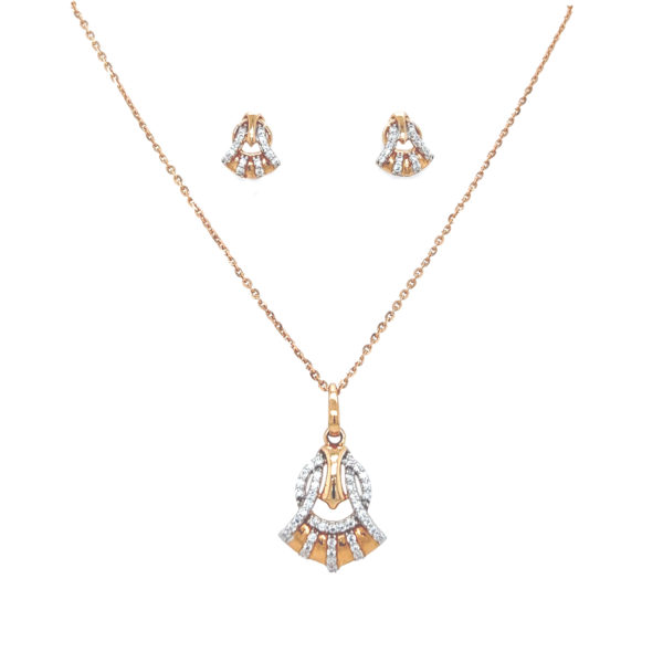 18KT Sophia Rose Gold and Diamond Pendant Earrings Set| Pachchigar Jewellers