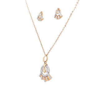 18KT Sophia Rose Gold and Diamond Pendant Earrings Set