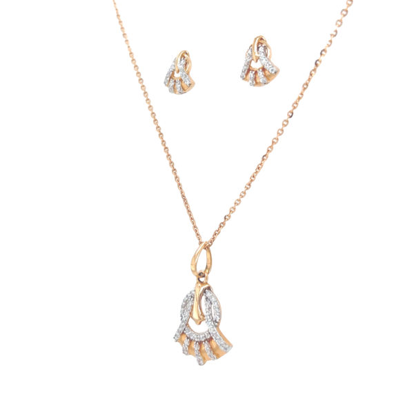 18KT Sophia Rose Gold and Diamond Pendant Earrings Set| Pachchigar Jewellers