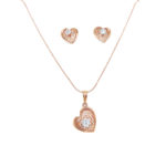 18KT Artsy Rose Gold Pendant And Earrings Set