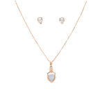 18KT Classy Rose Gold  Pendant And Earrings Set