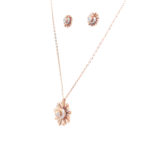 18KT Charming Leaf Pattern Rose Gold Pendant  Earrings Set