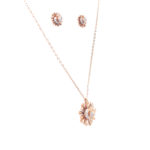 18KT Charming Leaf Pattern Rose Gold Pendant  Earrings Set