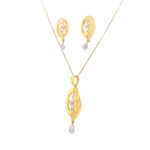 22KT Vaani Diamond And Pearl Pendant Earrings Set| Pachchigar Jewellers| Pachchigar Jewellers