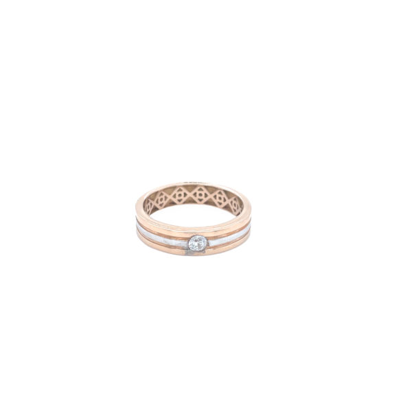 18k Rose Gold Simple Band with Single American Diamond Ring