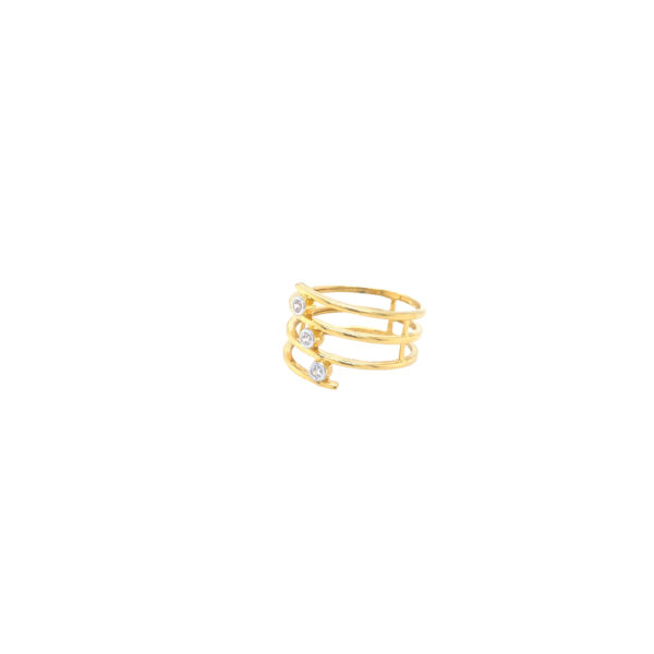 22K Yellow Gold Spiral Ring with American Diamond