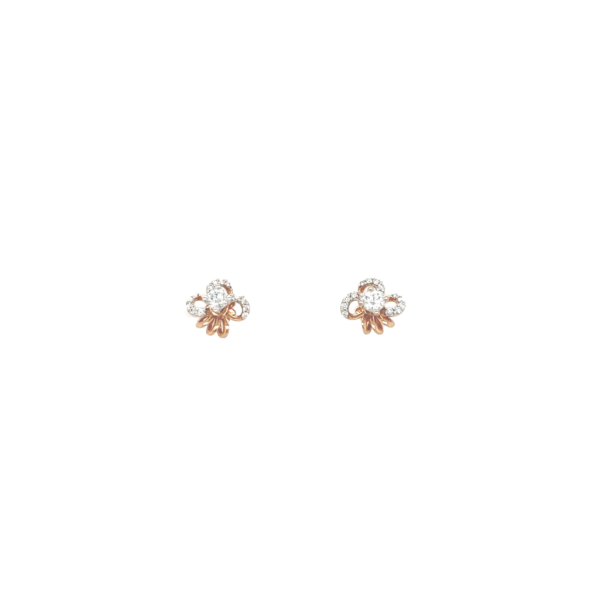 18K Rose Gold Floral Diamond Stud Earrings