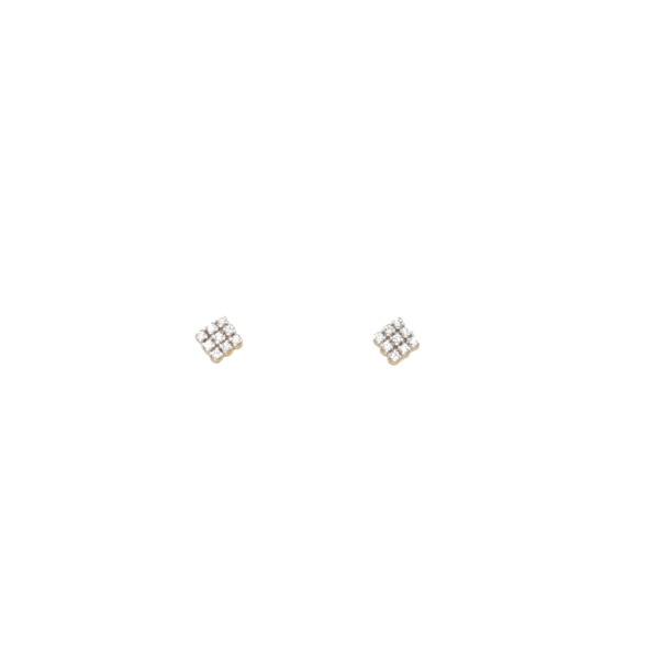 18K Yellow Gold Elegant Chic Diamond Stud Earrings