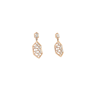 18K Rose Gold Hexagonal Diamond Earrings