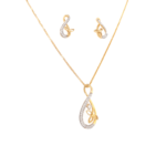 18K Yellow Gold Diamond Pendants And Earrings Set | Pachchigar Jewellers