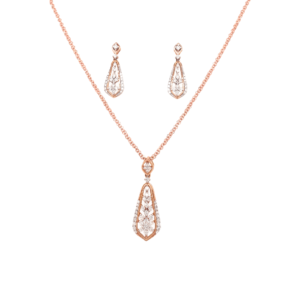 Pristine Leafy Gold And Diamond Pendant And Earrings Set