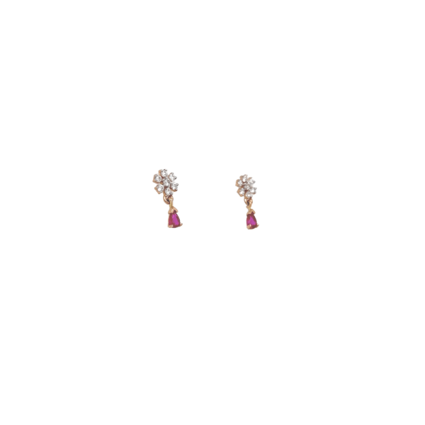 18K Delicate Hanging Floral Design Studs in Rose Gold| Pachchigar Jewellers
