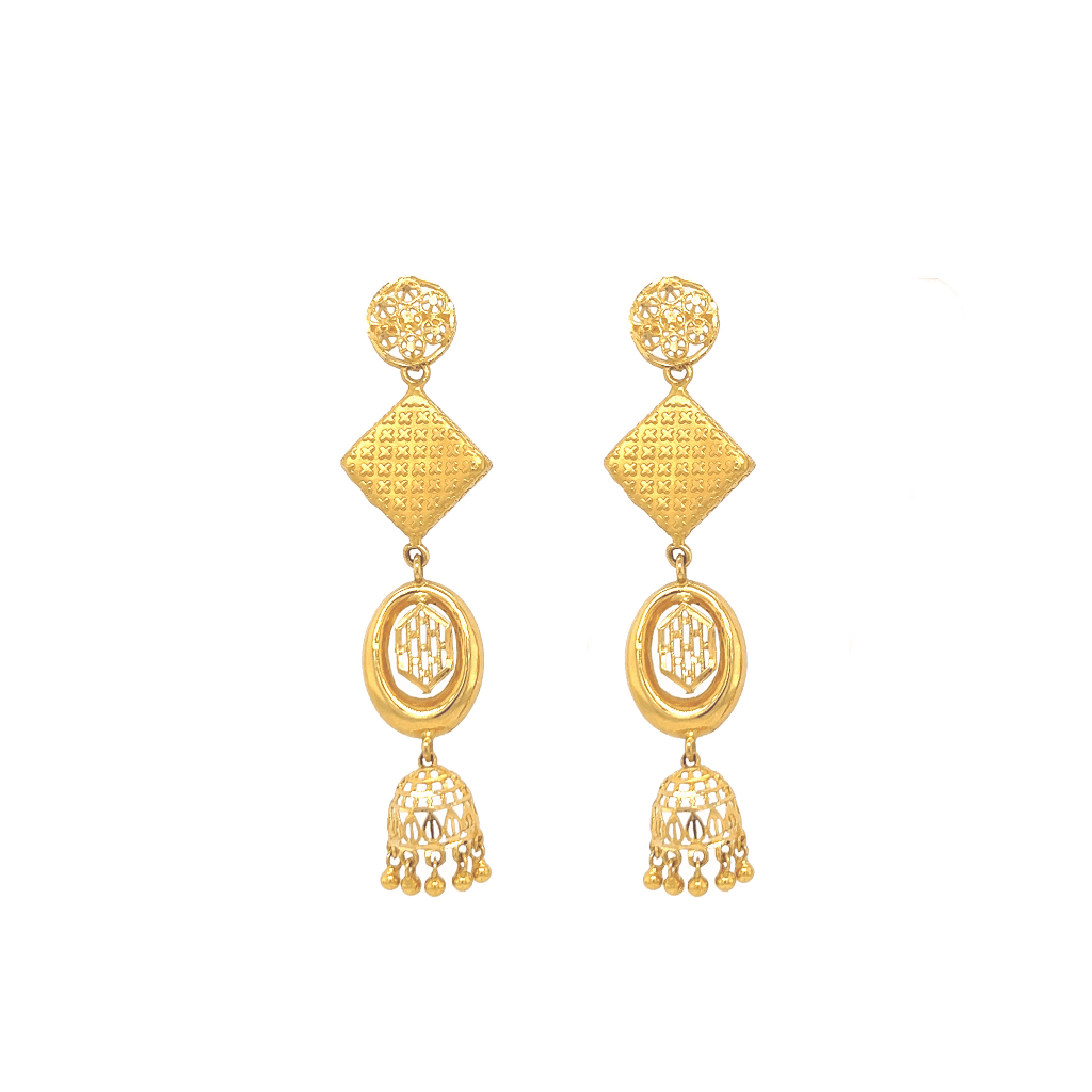 Shimmery gold toned crystal danglers ring design big danglers western long  danglers earrings alloy for women and girls - AQUASTREET - 4233375
