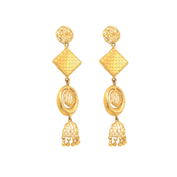 22k Hollow Indo-Western Long Earring with Traditional Jhumar| Pachchigar Jewellers