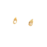 22K  Small Stud with Rhodium-Embedded Leaves Gold Earring