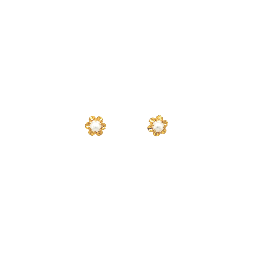 Premium Quality CZWhiteStonesWith PearlFlowerStud Earrings Design Gold  Finished Online