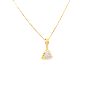 22K Gold Triangle Pendant studded with American Diamond