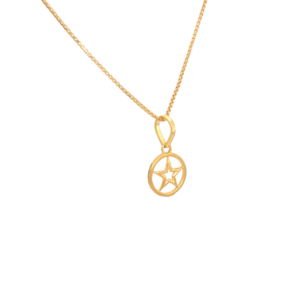 22k Gold Round Star Pendant