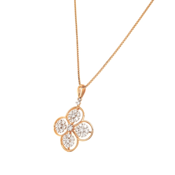 18K Rose Gold Flawless Floral Diamond Pendant | Pachchigar Jewellers