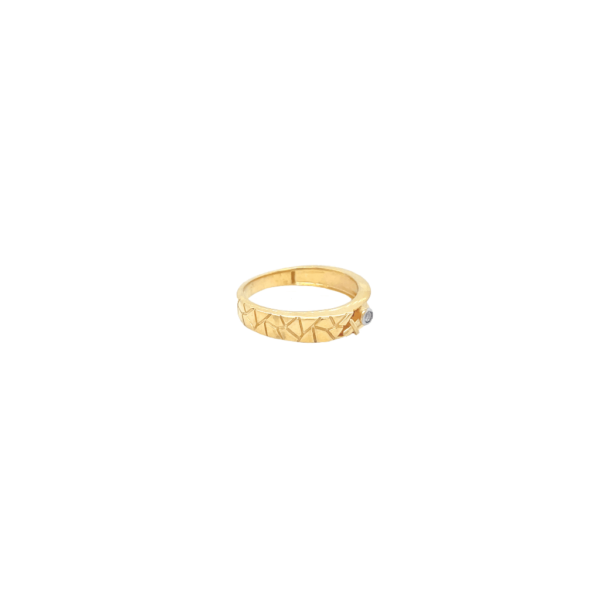 22K Yellow Gold with Center American Diamond Ring