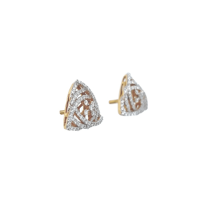 Geometric Diamond And Gold Stud Earrings