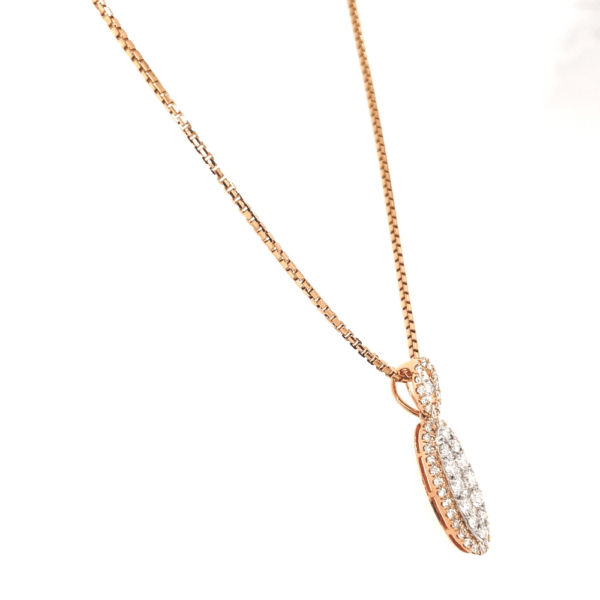 18K Rose Gold Long Oval Diamond Pendant | Pachchigar Jewellers