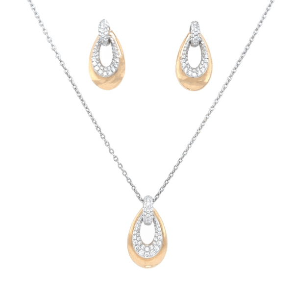 18k Gold Oval Diamond Pendant Set | Pachchigar Jewellers