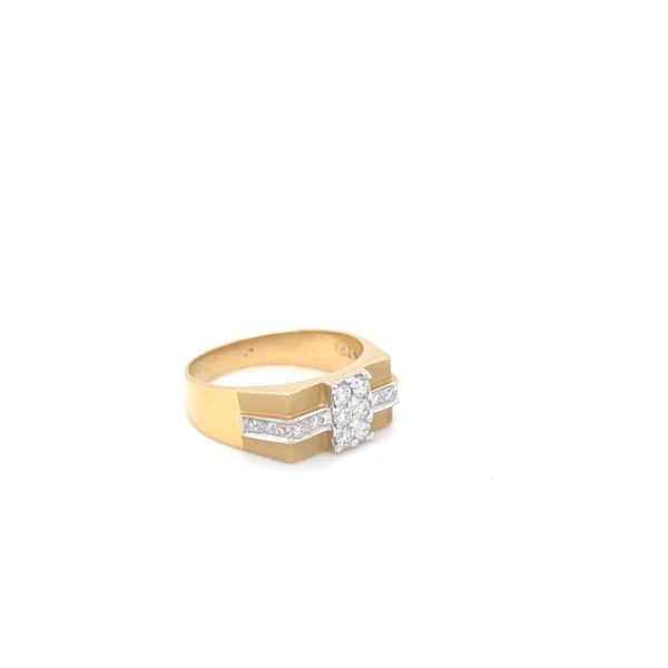18K Yellow Gold Diamond Ring For Men