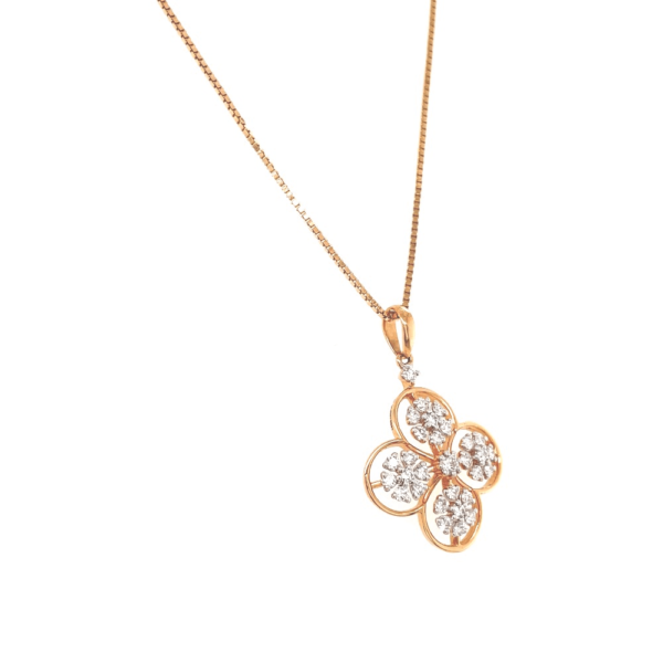 18K Rose Gold Flawless Floral Diamond Pendant | Pachchigar Jewellers