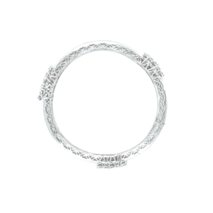18K Fancy Diamond Bangle in White Gold with Baguette Design