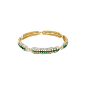 Exquisite 18K Diamond Bangle with Emerald Design