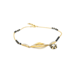 18KT Real Diamond Black Bead Mangalsutra Hand Bracelet