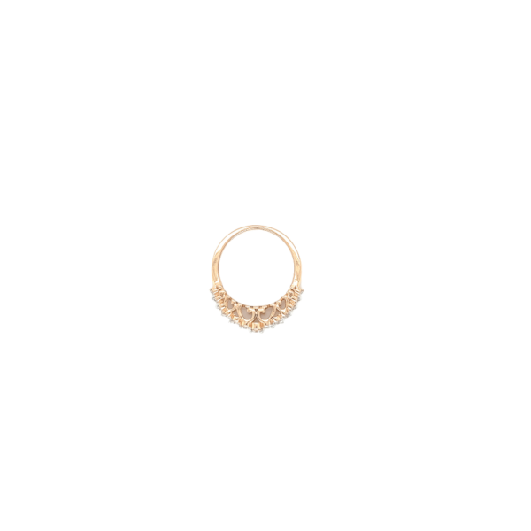 18K Rose Gold Three Line Diamond studded ring