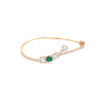 18KT Yellow Gold Center Green Stone Diamond Bracelet