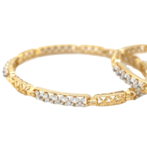 18K Diamond Bangle with Marquise Look and Chex Design