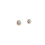 18KT Diamond Stud Earrings with Rose Gold Border